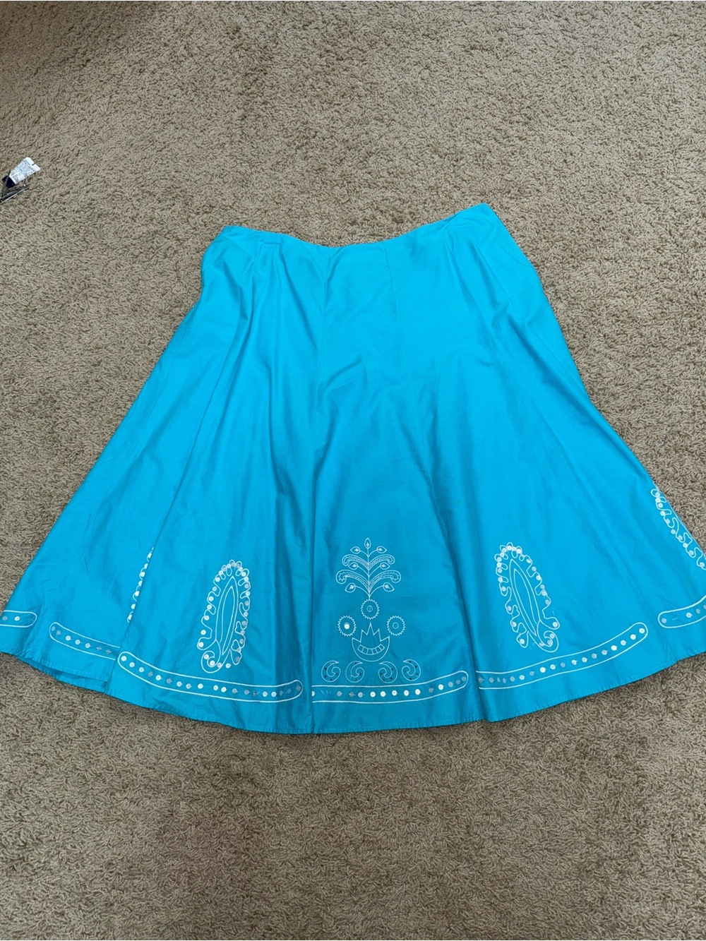 Vintage Ladies Sag harbor embroidered turquoise full skirt size 16